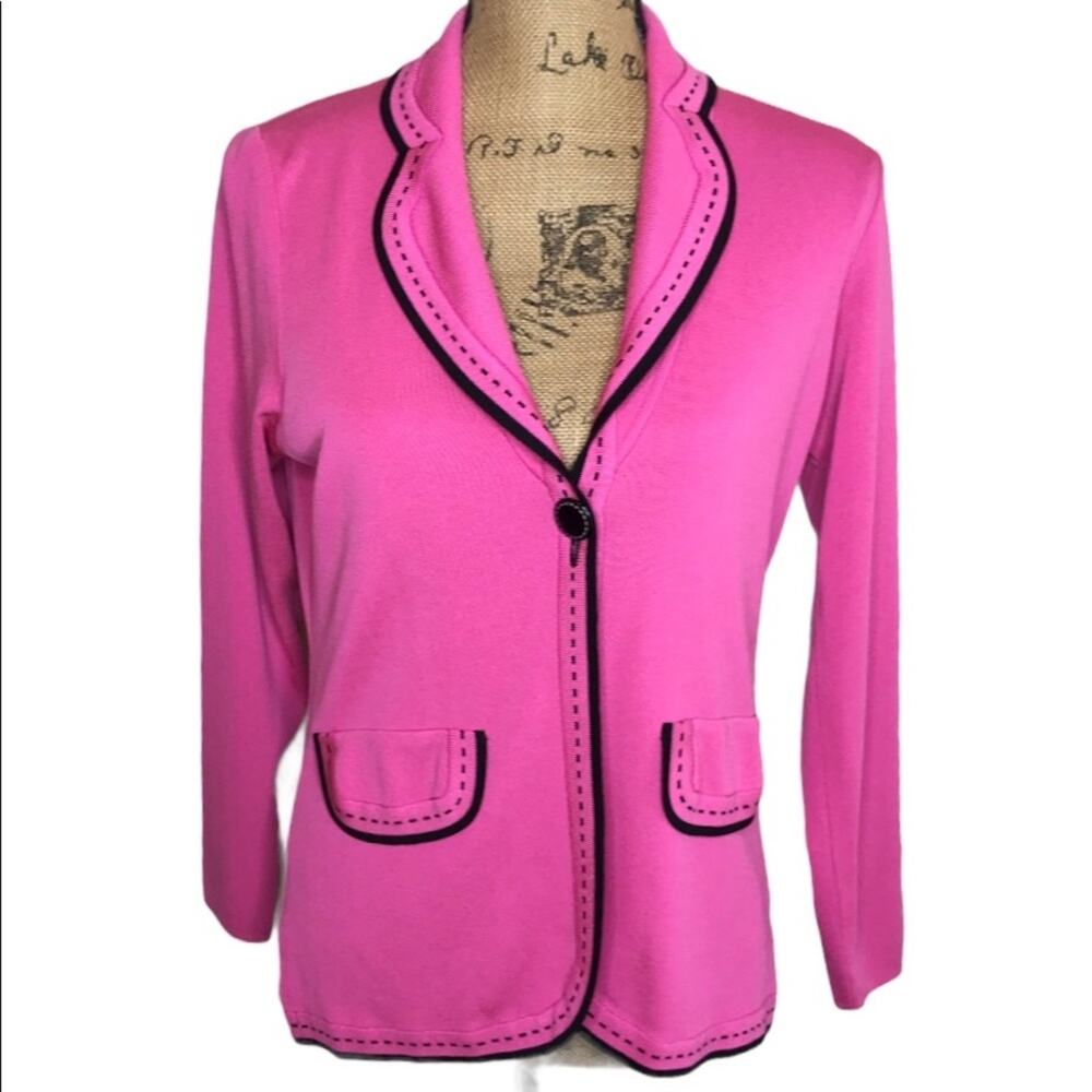 Exclusively Misook Petite Hot Pink Knit Blazer-Size XS-Barbiecore-EUC